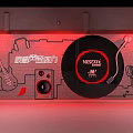 NESCAFÉ Coffee Music Scene With Guitar Microphone Record Player And Red Lighting