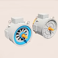 Industrial Electric Motors With Orange Casing And Internal Component Structure