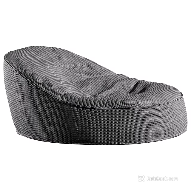 Soft Grey Striped Bean Bag Chair with Comfortable Design for Living Room Use 3d model 