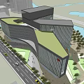 Modern Office Building Complex With Green Roof Glass Facade And Urban Landscape