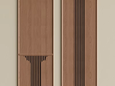Modern Wooden Wall Panels With Vertical Slats And Natural Wood Design 3d model
