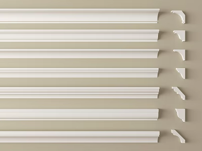White Coving Various Styles Strips And Corner Pieces For Interior Design 3d model