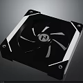 Black Electronic Cooling Fan With White N Logo And White Accent Edges Modern Design