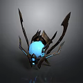 Mechanical Creature With Glowing Blue Core And Spiked Dark Metallic Limbs