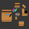 Children Fun Mini Skate Park With Ramp Railings And Colorful Toys
