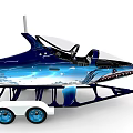 Functional Vehicle With Shark Inspired Design Blue Exterior Trailer Structure And Transparent Windshield