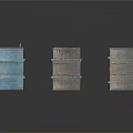 Vintage Metal Barrels in Blue and Gray with Stacked and Single Arrangement