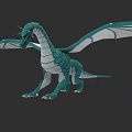 Mythical Flying Creature Green Dragon With Scales Horns And Wings