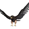 Game Movie Character Eagle with Spreading Black Wings Yellow Beak and Talons Standing Pose