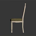Classic White Frame Chair With Green Backrest And Checkered Seat Cushion