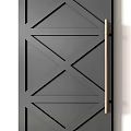 Three Stylish Barn Doors Featuring Dark Gray Wooden And Light Blue Designs