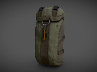 Olive Green Durable Backpack With Adjustable Straps And Metal Buckle Design 3d model