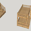 Wooden Bunk Bed With Ladder Guardrail And Solid Wood Construction 3d model