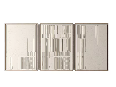 Set Of Three Modern Geometric Line Art Decorative Paintings For Home Interior Wall 3d model