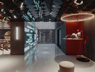 Post-modern lobby hotel lobby entrance display area 3d model