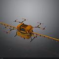Orange Multirotor Space Drone with Propellers and Equipment for Exploration Missions
