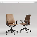 Modern Brown Leather Office Chair With Armrests And Black Wheel Base