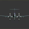 Light Blue Aerospace Model Aircraft Featuring Twin Propellers And Purple Transparent Cockpit On Dark Background