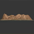 3D Terrain Model Displaying Orange Mountain Ranges And Green Vegetation Features 3d model
