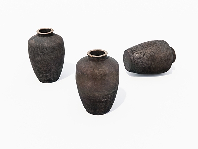 Old pottery jars, jars, old objects 3d model