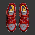 Red and White Low Top Sneakers with Red Laces Branded Tongue and White Soles