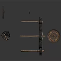 Traditional Musical Instruments Setup With Decorative Drum Frame Gong Stand And Components