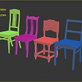 Vintage Wooden Leisure Chairs with Colorful Tones and Simple Backrest Design