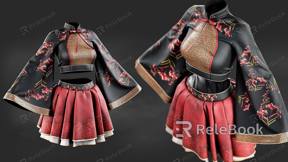 Ancient Kimono Hanfu Skirt model