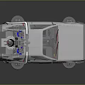 Low Poly Silver Sci Fi Car Model With Gull Wing Doors And Retro Futuristic Design
