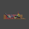Firearm Accessories Display With Pistol Bullets Colorful Boxes And Parts