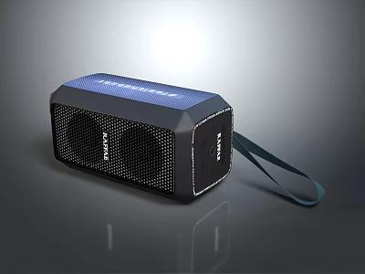 Anker Portable Wireless Bluetooth Speaker Blue Black Mesh Design with Lanyard and Stereo Sound 3d model