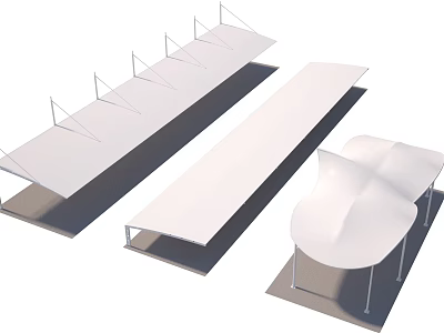 Modern Outdoor Sunshades With Various Designs Shapes And Metal Support Frames 3d model