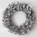Green Foliage Wreath Wall Decor with White Gray Balls and Leaves