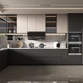 Modern Kitchen Interior Design With Dark Light Cabinets Appliances And Island Countertop