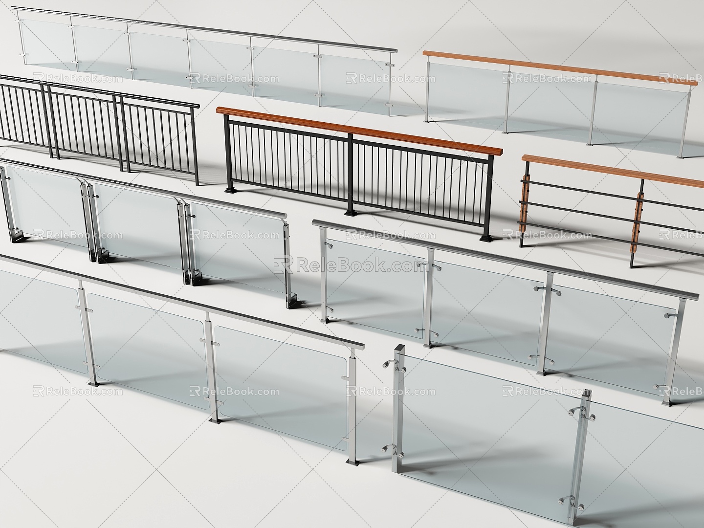 Modern Railing Glass Railing Guardrail Glass Guardrail Fence Guardrail Commercial Railing 3d model