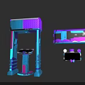 Modern Electronic Appliances 3D Model With Vibrant Purple Blue Stylish Structure