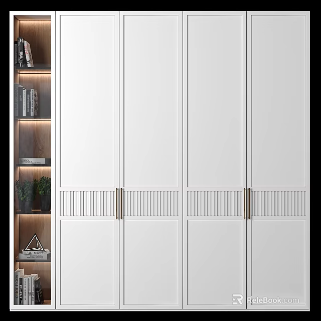 Modern White Chest of Drawers With Gold Handles And Functional Storage Space 3d model 