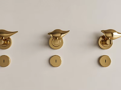 Elegant Modern Golden Cabinet Handles With Sleek Design On White Background 3d model