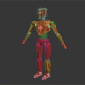 Red Robot 3D Model With Metallic Design And Articulated Joints Standing Pose