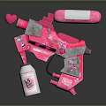 Vibrant Pink Toy Gun Featuring Heart Shaped Tip And Silver Spray Bottle