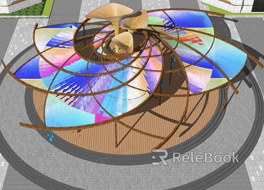 Rotating petal vortex shape pavilion park porch pavilion model