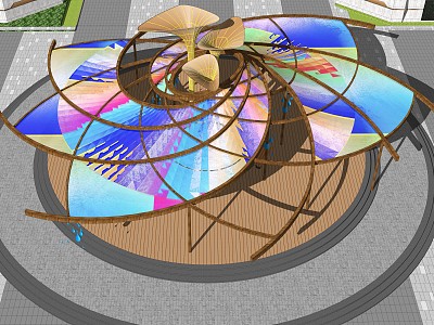 Rotating petal vortex shape pavilion park porch pavilion model