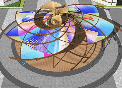 Rotating petal vortex shape pavilion park porch pavilion 3d model