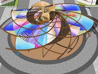 Rotating petal vortex shape pavilion park porch pavilion 3d model