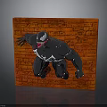 Venom 3D Sculpture Climbing On Red Brick Wall With Textured Surface