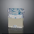 Freshly Packaged Food Product In Sealed Blue And White Container