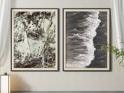 Two Abstract Wall Art Paintings With Natural Texture And Wave Design For Interior Decor 3d model