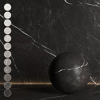 Modern Decorative Wall Lamp With Circular Design Against Black Marble Background And Black Spherical Accent 3d model