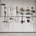 Modern Shower Head Collection Featuring Different Styles Black Finish And Wall Mounted Designs 3d model