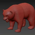 Brown Bear 3D Model With Standing Posture Exposed Teeth And Shiny Surface 3d model